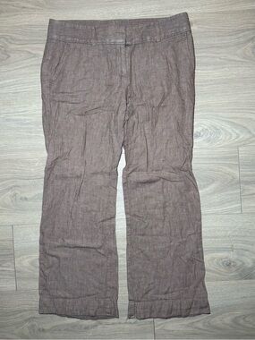 Y2K 2000s Womens LOFT Linen-Blend Capris in Tan